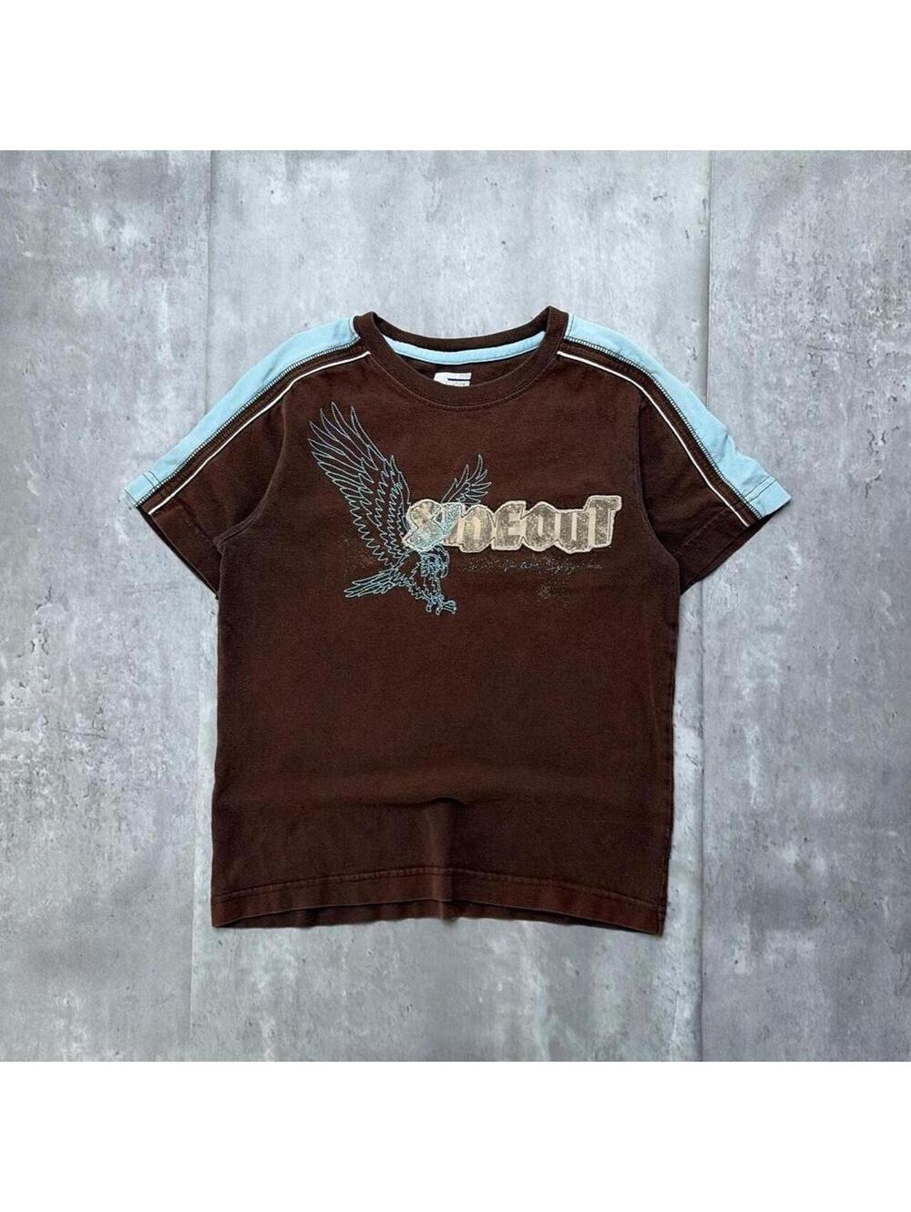 Y2K Brown Sideout Grunge Gothic Skater T-Shirt